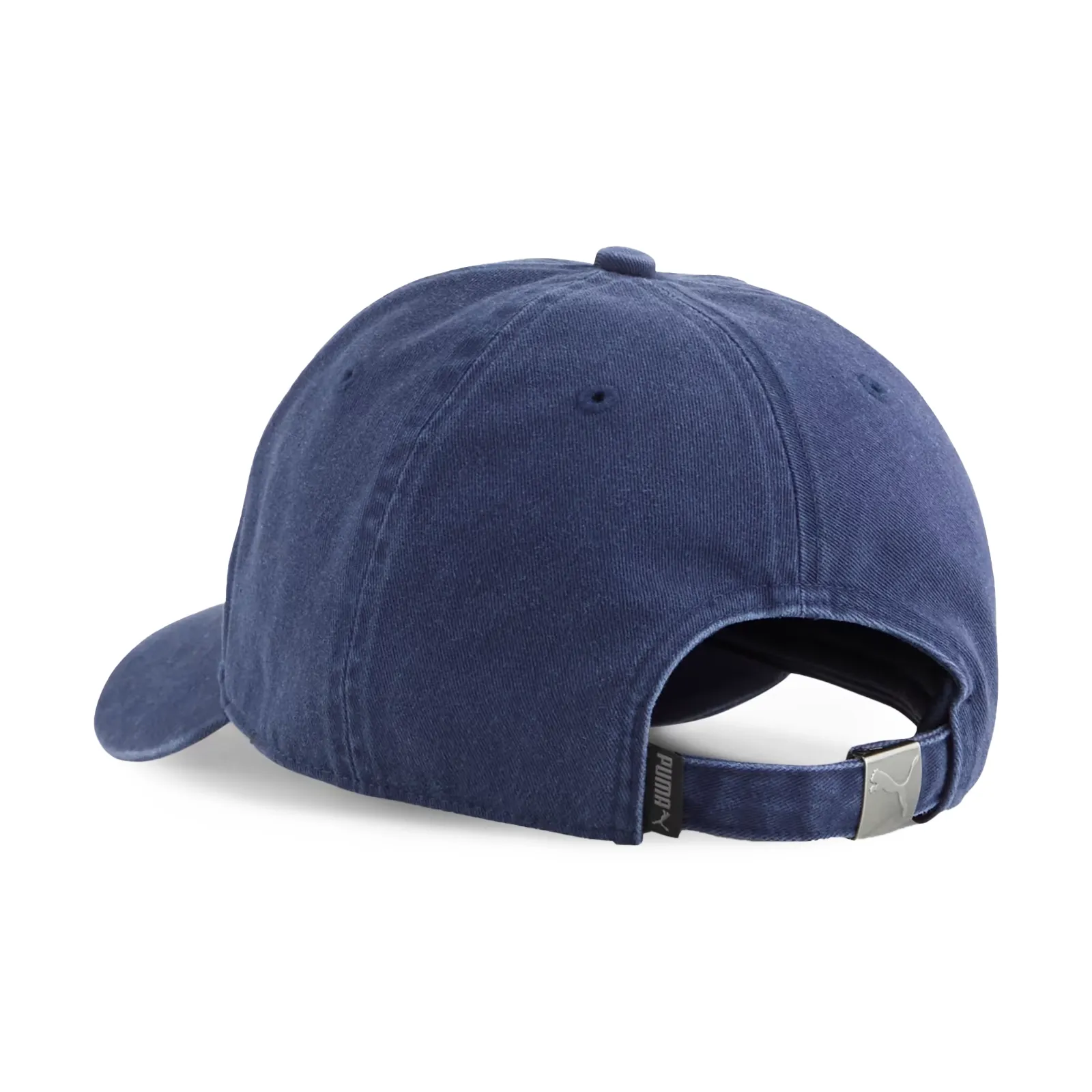 Vista traseira do boné Puma Premium ESS Classic navy mostrando ajuste e acabamento